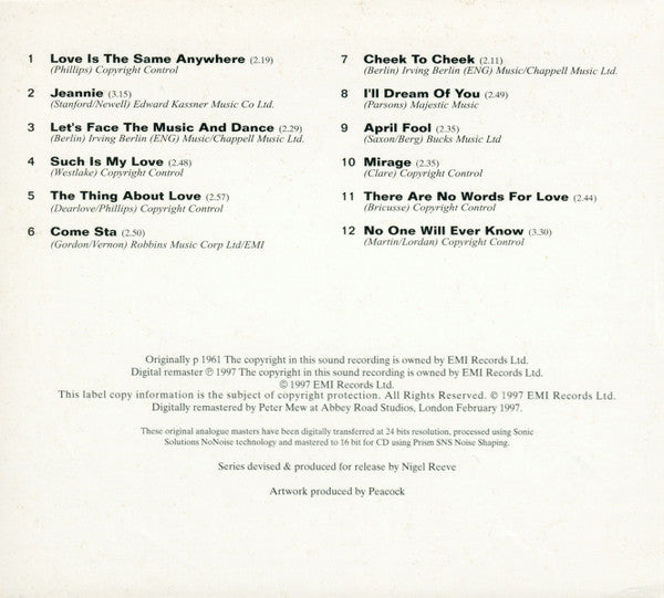 Matt Monro : Love Is The Same Anywhere (CD, Album, RM, Dig)