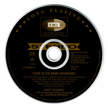 Matt Monro : Love Is The Same Anywhere (CD, Album, RM, Dig)
