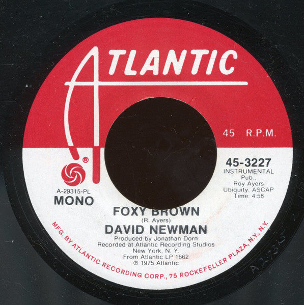 David "Fathead" Newman : Foxy Brown (7", Mono)