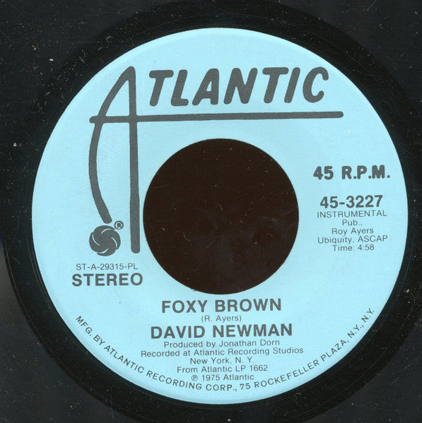 David "Fathead" Newman : Foxy Brown (7", Mono)