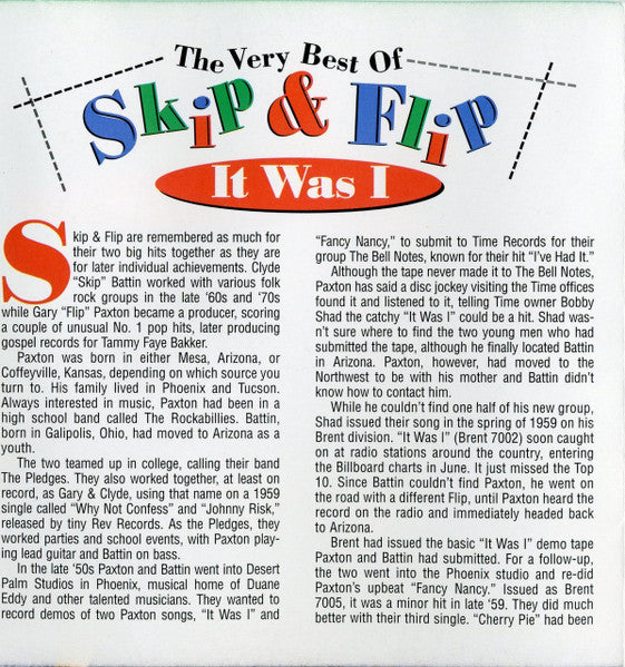 Skip & Flip : It Was I - The Very Best Of Skip & Flip (CD, Album, Comp)