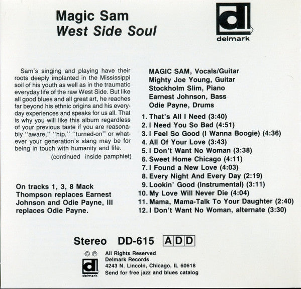 Magic Sam Blues Band : West Side Soul (CD, Album, RE, RM)