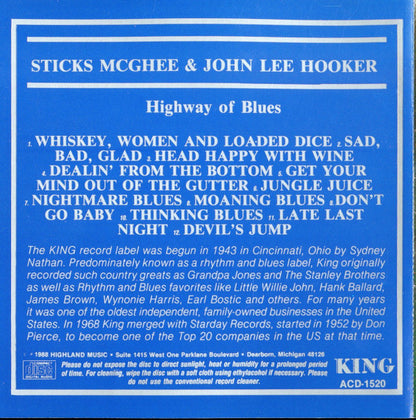 Stick McGhee & John Lee Hooker : Highway Of Blues (CD, Album)