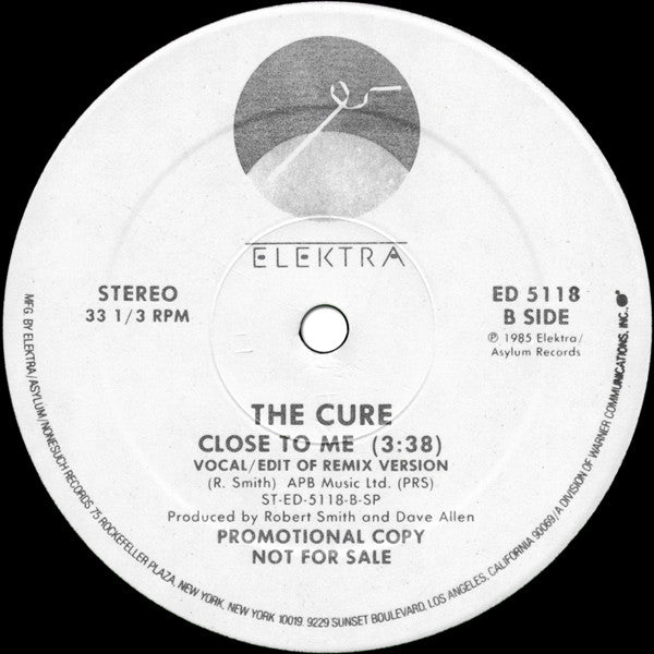 The Cure : Close To Me (12", Single, Promo)