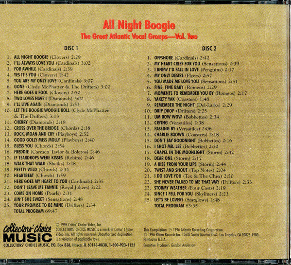 Various : All Night Boogie The Great Atlantic Vocal Groups - Vol. Two (2xCD, Comp)