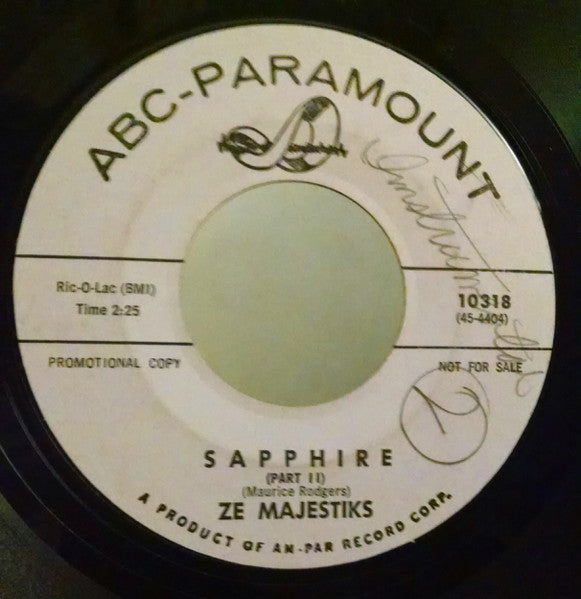 Ze-Majestics : Sapphire (7", Promo, Styrene)
