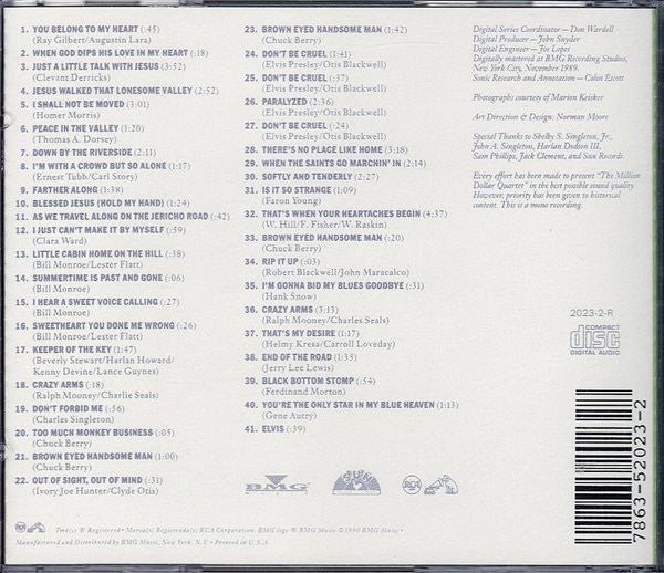 Elvis Presley With Jerry Lee Lewis, Carl Perkins & Johnny Cash : The Million Dollar Quartet (CD, Mono, RE)