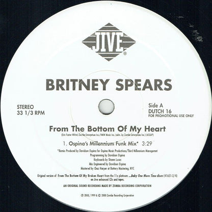 Britney Spears : From The Bottom Of My Broken Heart (Crossover Remixes) (12", Promo)