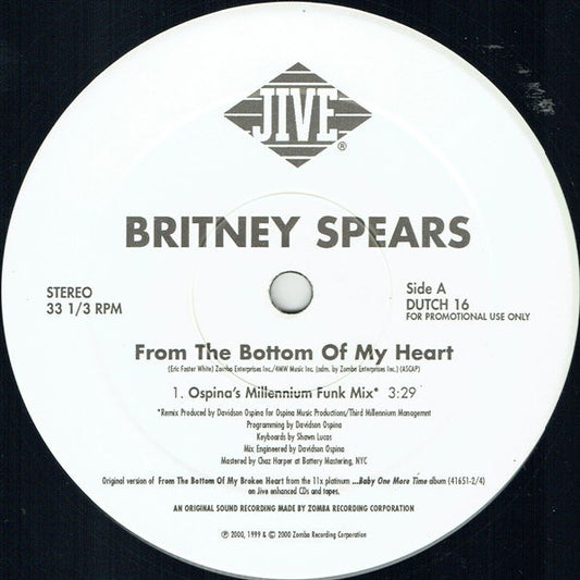 Britney Spears : From The Bottom Of My Broken Heart (Crossover Remixes) (12", Promo)