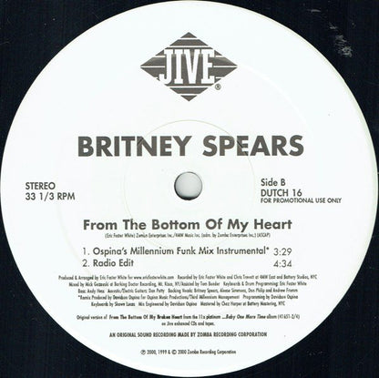 Britney Spears : From The Bottom Of My Broken Heart (Crossover Remixes) (12", Promo)