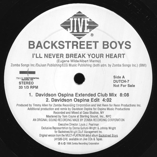 Backstreet Boys : I'll Never Break Your Heart (2x12", Promo)