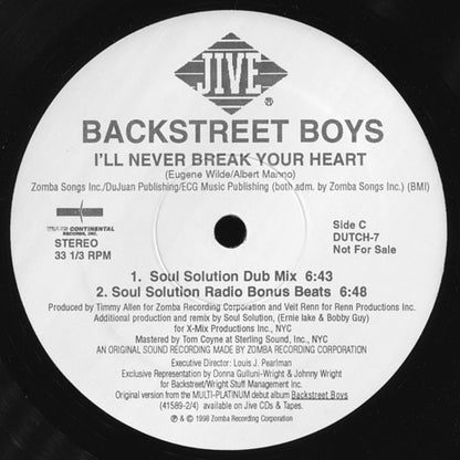 Backstreet Boys : I'll Never Break Your Heart (2x12", Promo)