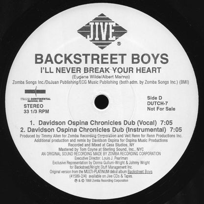 Backstreet Boys : I'll Never Break Your Heart (2x12", Promo)