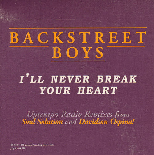 Backstreet Boys : I'll Never Break Your Heart (2x12", Promo)