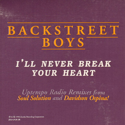 Backstreet Boys : I'll Never Break Your Heart (2x12", Promo)