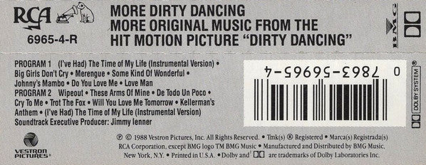Various : More Dirty Dancing - More Original Music From The Hit Motion Picture Dirty Dancing (Cass, Comp)