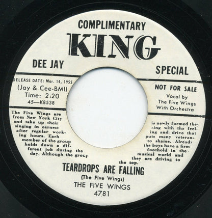 The Five Wings : Teardrops Are Falling / Rock-A-Locka (7", Promo, RE, Unofficial)
