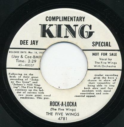 The Five Wings : Teardrops Are Falling / Rock-A-Locka (7", Promo, RE, Unofficial)