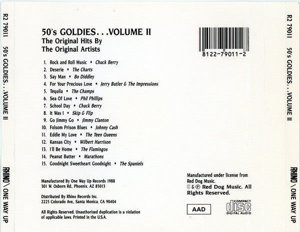 Various : 50's Goldies Volume II - The Original Hits By The Original Artists (CD, Comp)