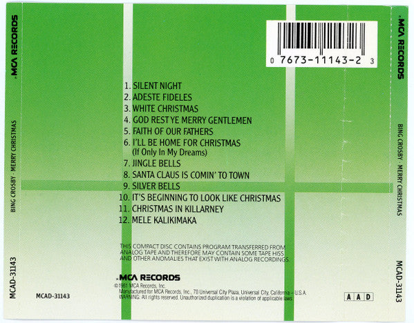 Bing Crosby : Merry Christmas (CD, Album, RE, Dis)