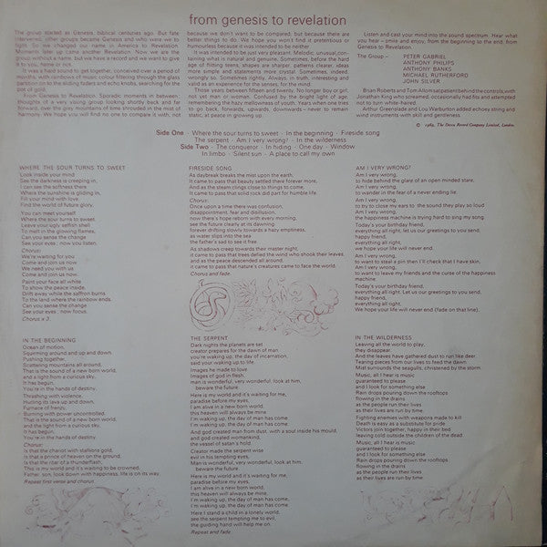 Genesis : From Genesis To Revelation (LP, Album, RE, H.V)