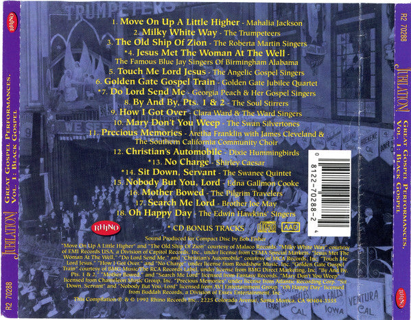 Various : Jubilation! Great Gospel Performances • Volume One: Black Gospel (CD, Comp, RM)