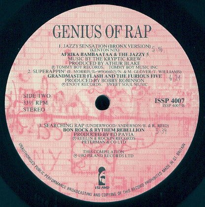 Various : Genius Of Rap (LP, Comp, P/Mixed)