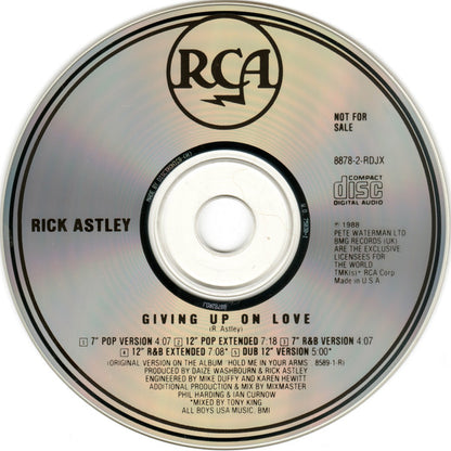 Rick Astley : Giving Up On Love (CD, Maxi, Promo)