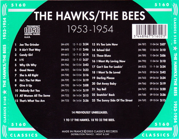 The Hawks (13) / The Bees (14) : The Chronological Hawks / Bees 1953-1954 (CD, Comp)