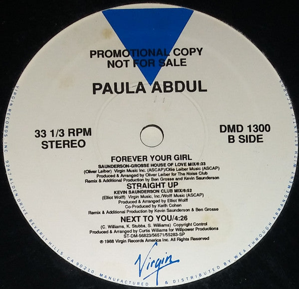 Paula Abdul : Forever Your Girl (12", Promo)