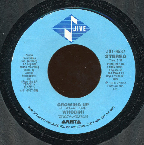 Whodini : Fugitive (7", Single, Styrene)
