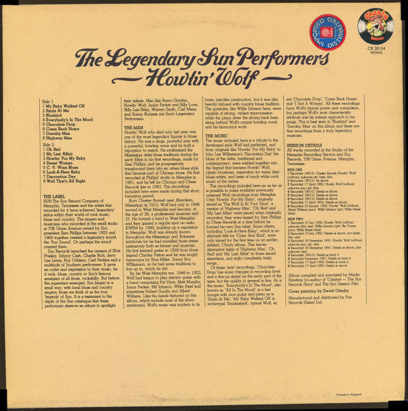 Howlin' Wolf : The Legendary Sun Performers (LP, Comp)
