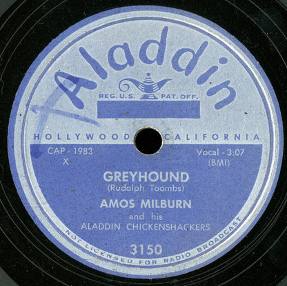 Amos Milburn And His Aladdin Chickenshackers : Greyhound / Kiss Me Again (10")