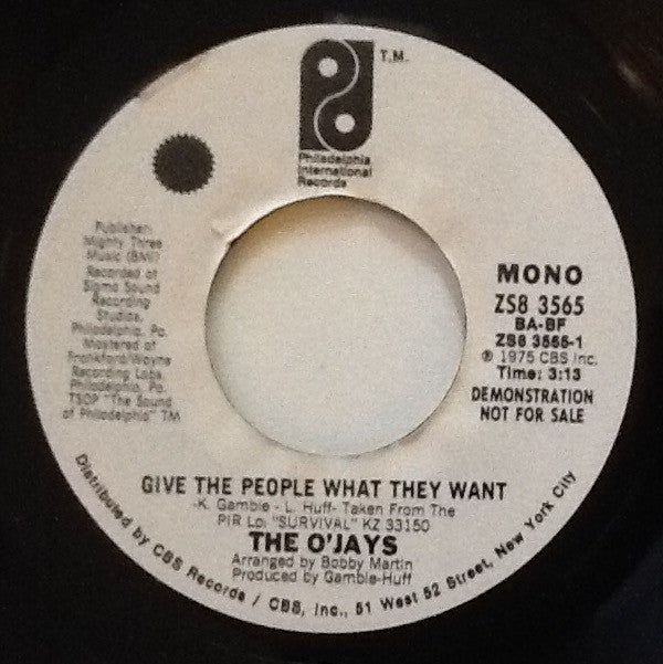The O'Jays : Give The People What They Want (7", Mono, Promo, Styrene)
