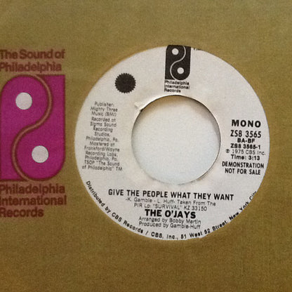 The O'Jays : Give The People What They Want (7", Mono, Promo, Styrene)