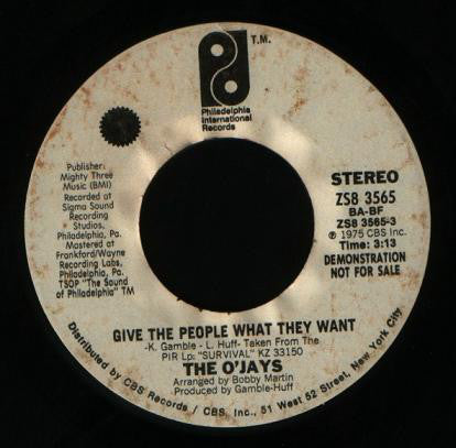 The O'Jays : Give The People What They Want (7", Mono, Promo, Styrene)