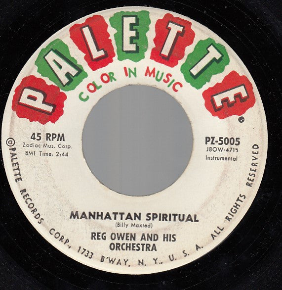 Reg Owen And His Orchestra : Manhattan Spiritual / Ritual Blues (7")