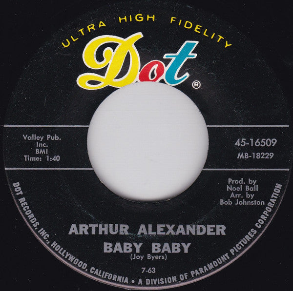 Arthur Alexander : Baby Baby / Pretty Girls Everywhere (7", Single, Mon)