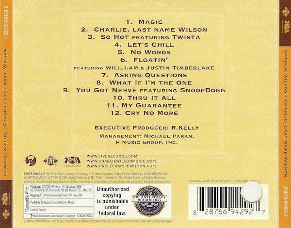 Charlie Wilson : Charlie, Last Name Wilson (CD, Album, Copy Prot., Enh)
