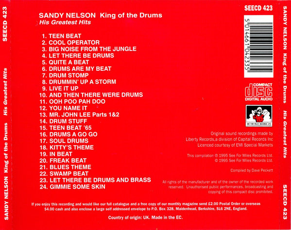 Sandy Nelson : King Of The Drums: His Greatest Hits (CD, Comp)