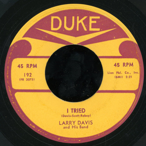 Larry Davis & His Band : I Tried / Texas Flood (7", Single)