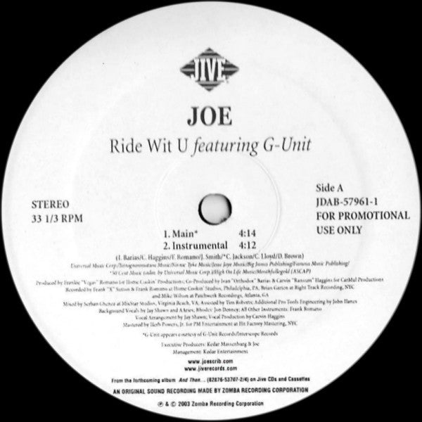 Joe : Ride Wit U (12", Promo)