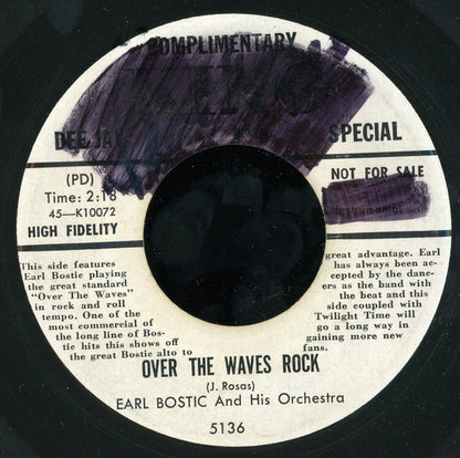 Earl Bostic And His Orchestra : Over The Waves Rock / Twilight Time (7", Promo)