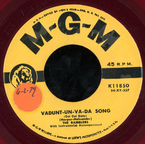 The Ramblers (11) : Vadunt-Un-Va-Da Song (Oui Oui Baby) / Please Bring Yourself Back Home (7", Single, RE, Red)