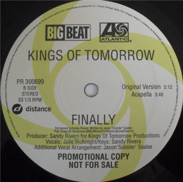 Kings Of Tomorrow : Finally (12", Promo)