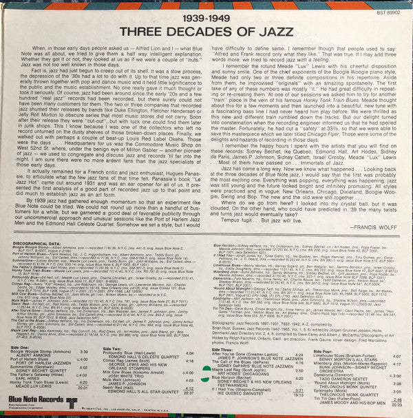 Various : Blue Note's Three Decades Of Jazz - Volume 1 - 1939 - 1949 (2xLP, Comp)