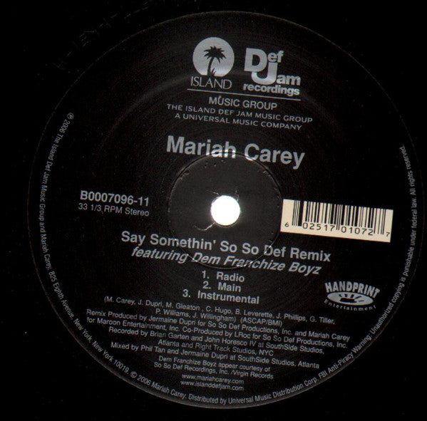 Mariah Carey : Say Somethin' (So So Def Remix) (12")