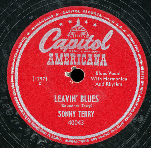 Sonny Terry : Worried Man Blues / Leavin' Blues (Shellac, 10", RP, Scr)