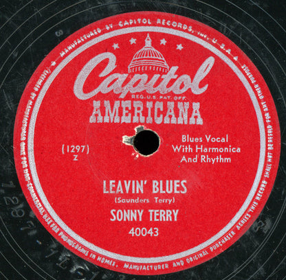 Sonny Terry : Worried Man Blues / Leavin' Blues (Shellac, 10", RP, Scr)