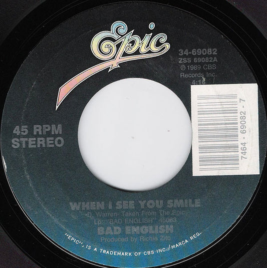 Bad English : When I See You Smile (7", Single, Styrene, Car)
